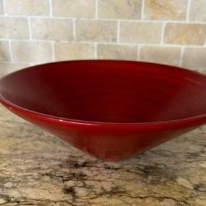 Red wood bowl for centerpiece or serving